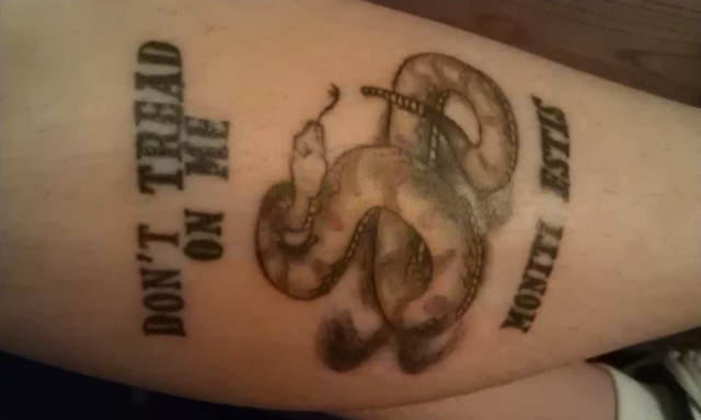 John Conn's Don't Tread on Me tattoo