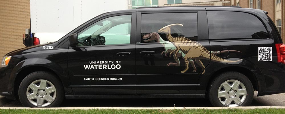 The University of Waterloo's Earth Sciences Museum Van, bearing my dinosaur illustrations